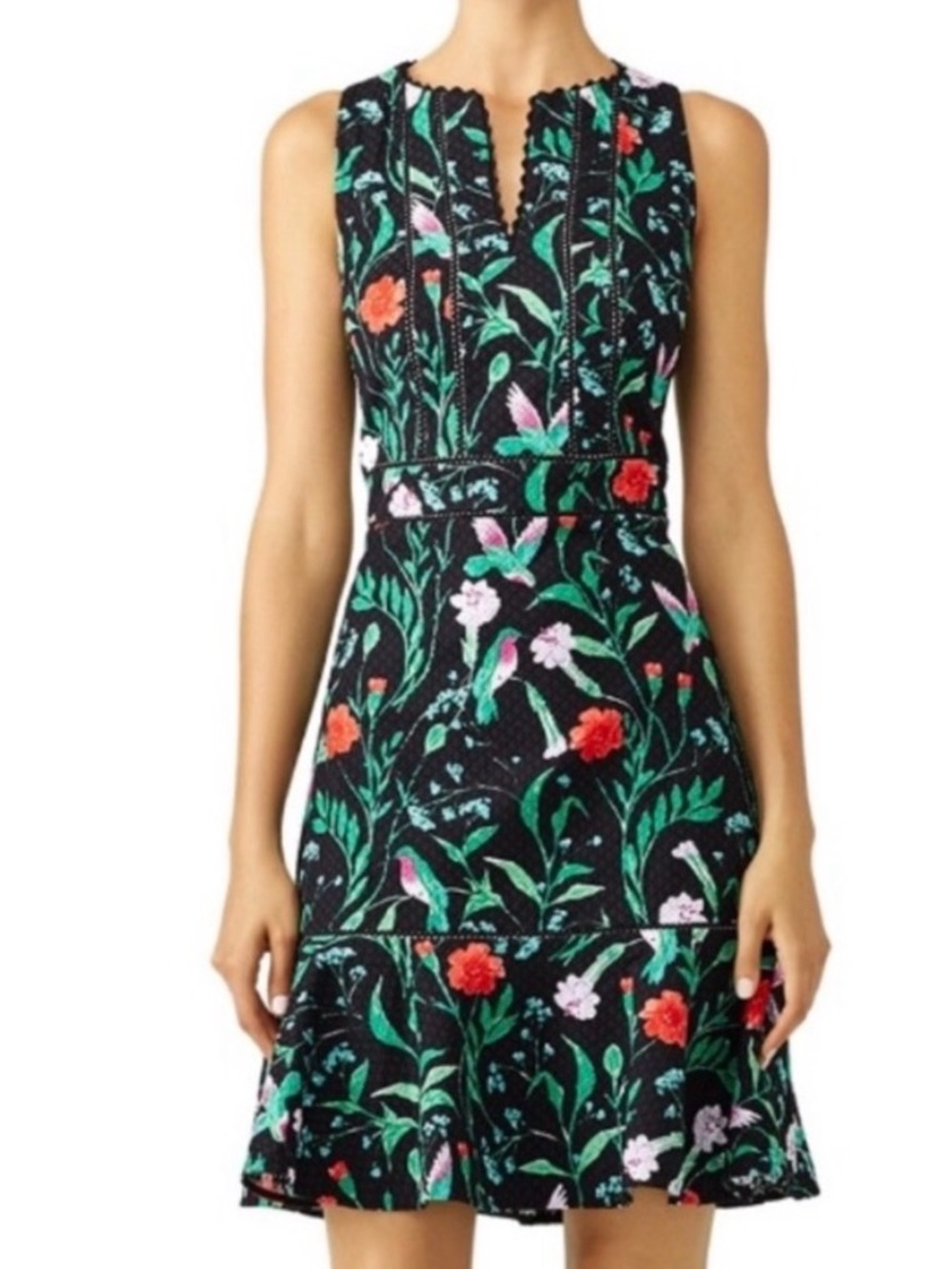 kate spade jardin tile jacquard Black Floral Sleeveless Mini Dress 12-14